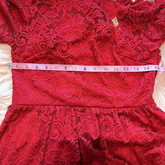 Elegant Red Lace Long Sleeve Full Length Maxi Formal Dress NWT - Picture 12 of 13